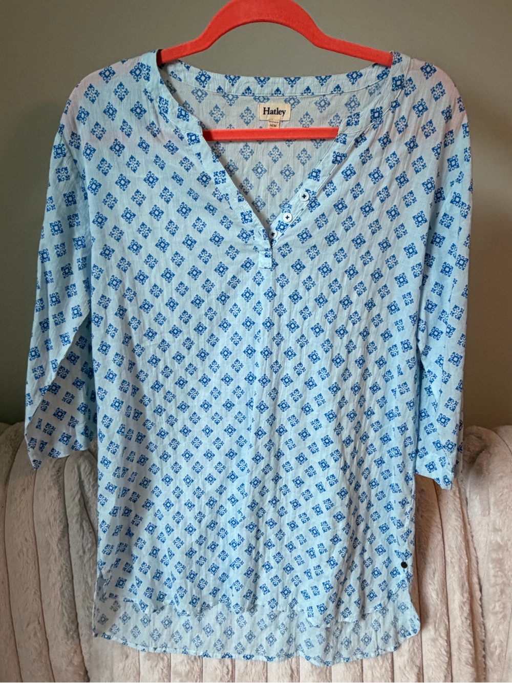 Hatley Blue Embellished-Print Women's Tunic Blouse